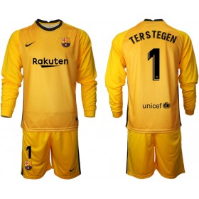 Camisolas de futebol FC Barcelona Guarda Redes TER Stegen 1 Criança Equipamento 2020/21 M002 Manga Comprida